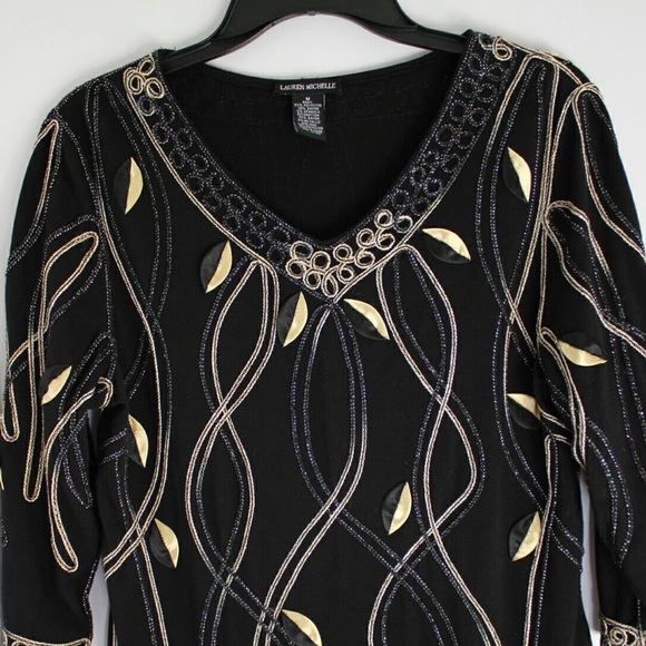 {Lauren Michelle} Black and Gold Top - Picture 3 of 7